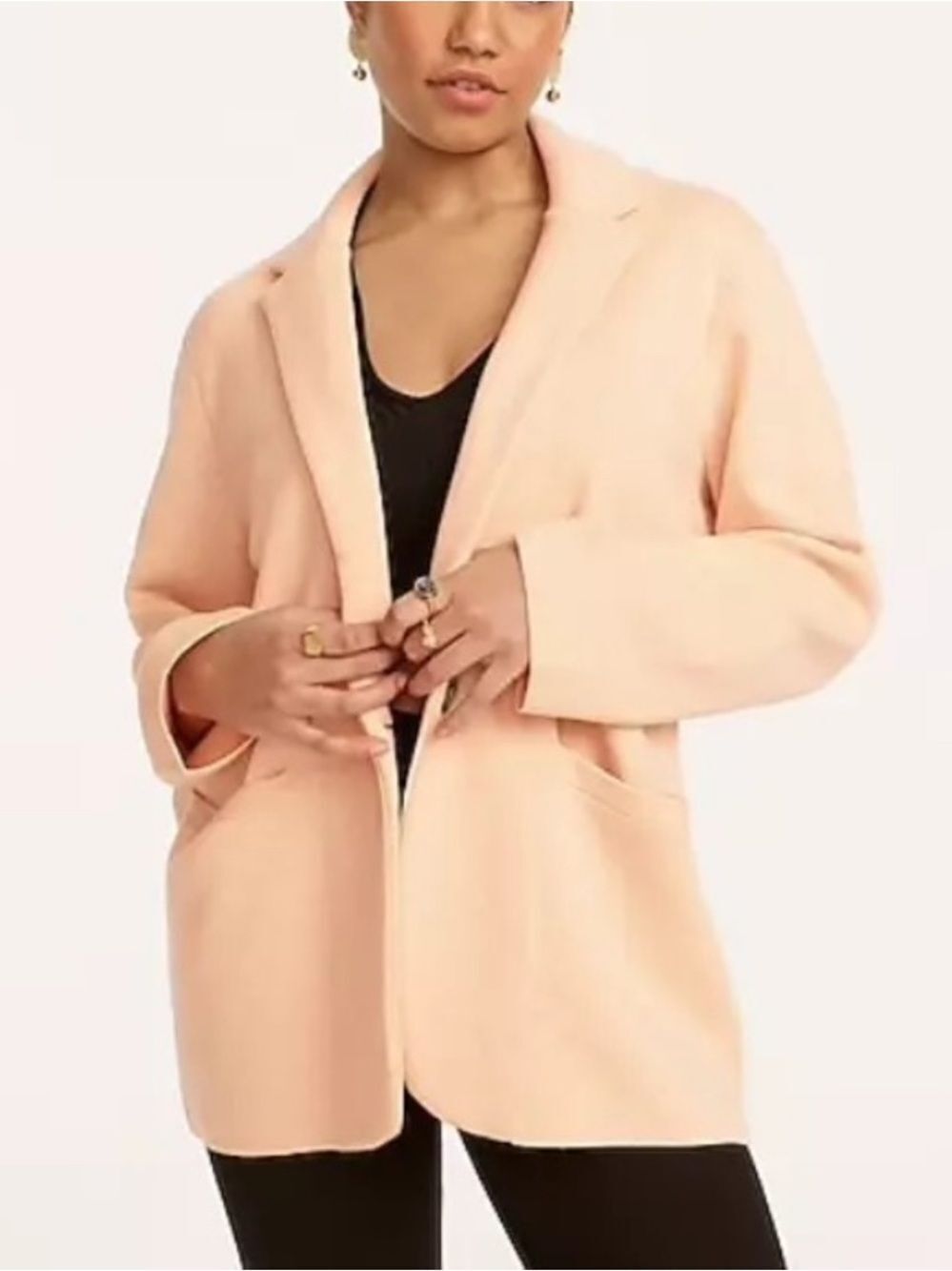 J. CREW WOMENS SWEATER BLAZER MEDIUM MERINO WOOL LIGHT PINK BF013